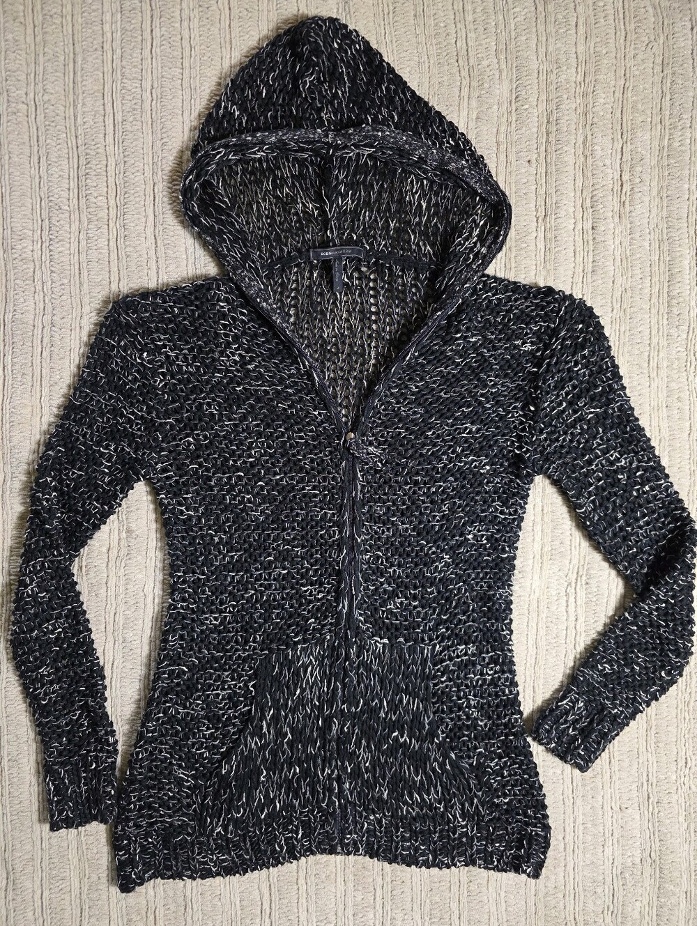 BCBG MaxAzria Hooded Open Knit Zip-Up Jacket | Size Medium | NWOT | Cozy